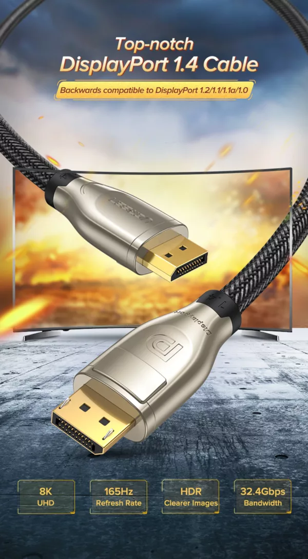 Câble DisplayPort 1.4 compatible 8K et HDR